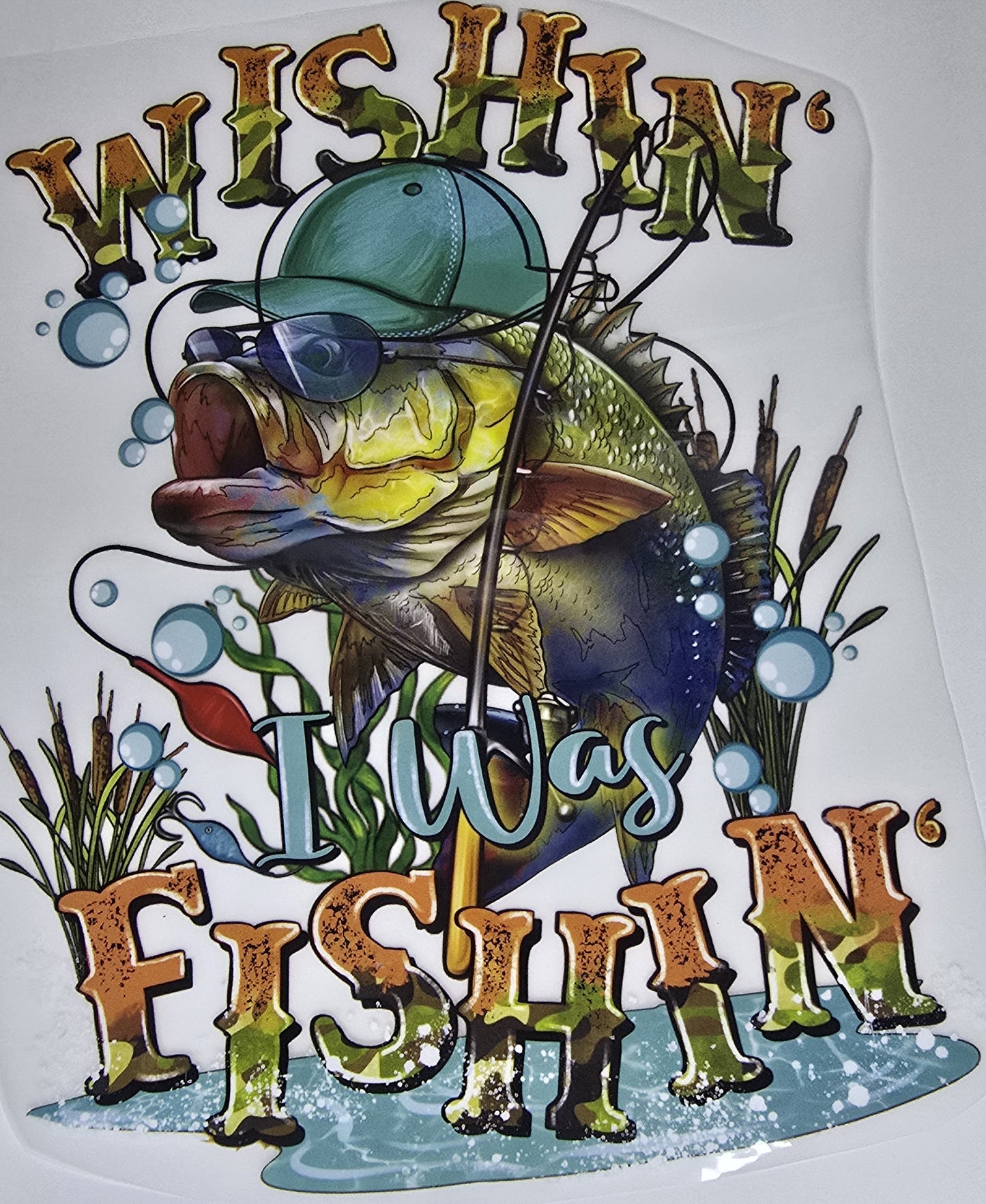 DTF Fishing "Wishin I was Fishin" Fish character fishing