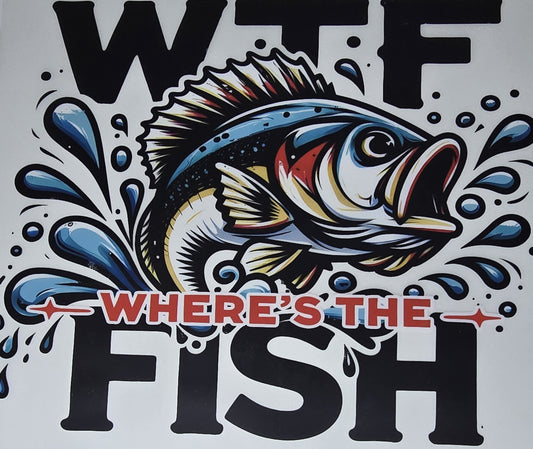 DTF Fishing "WTF (Where's The Fish!)" Bass jumping graphic