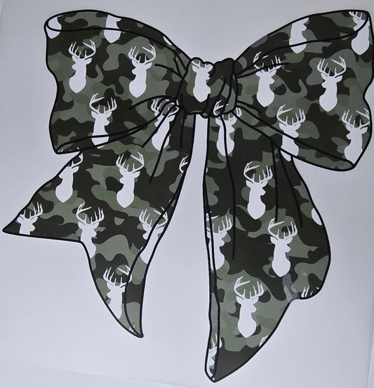 DTF Deer Hunt - Camo Hairbow Buck torso silhouette graphic