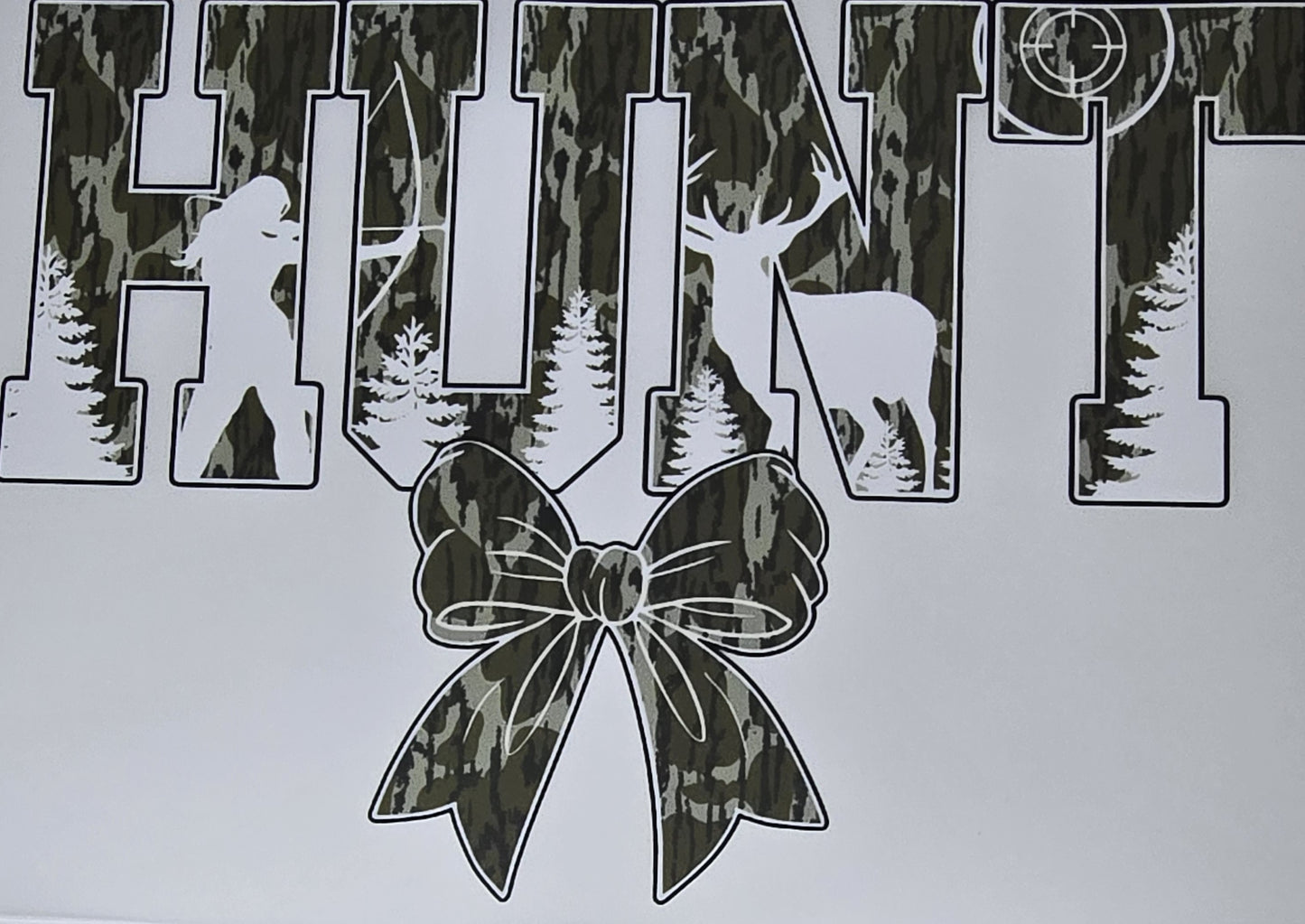 DTF Deer Hunt - "HUNT" Camo hairbow and background graphic