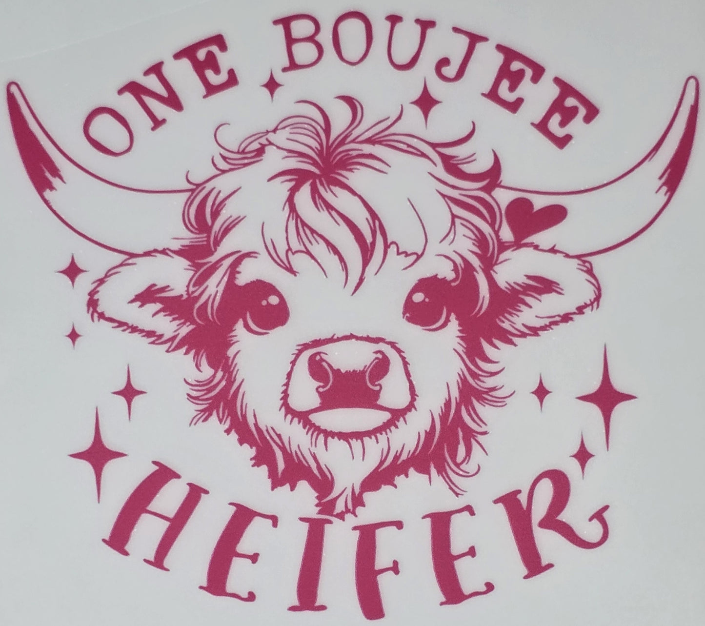 DTF Western - "One Boujee HEIFER" Pink Cow graphic