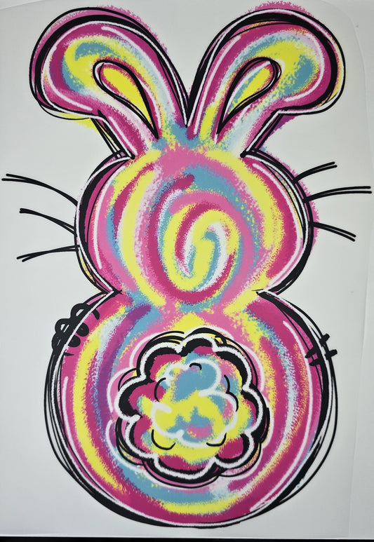 DTF Easter - Mosaic Bunny Silhouette with fluffy tail graphic