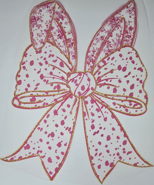 DTF Easter graphic - Pink Hairbow with Easter Bunny ears