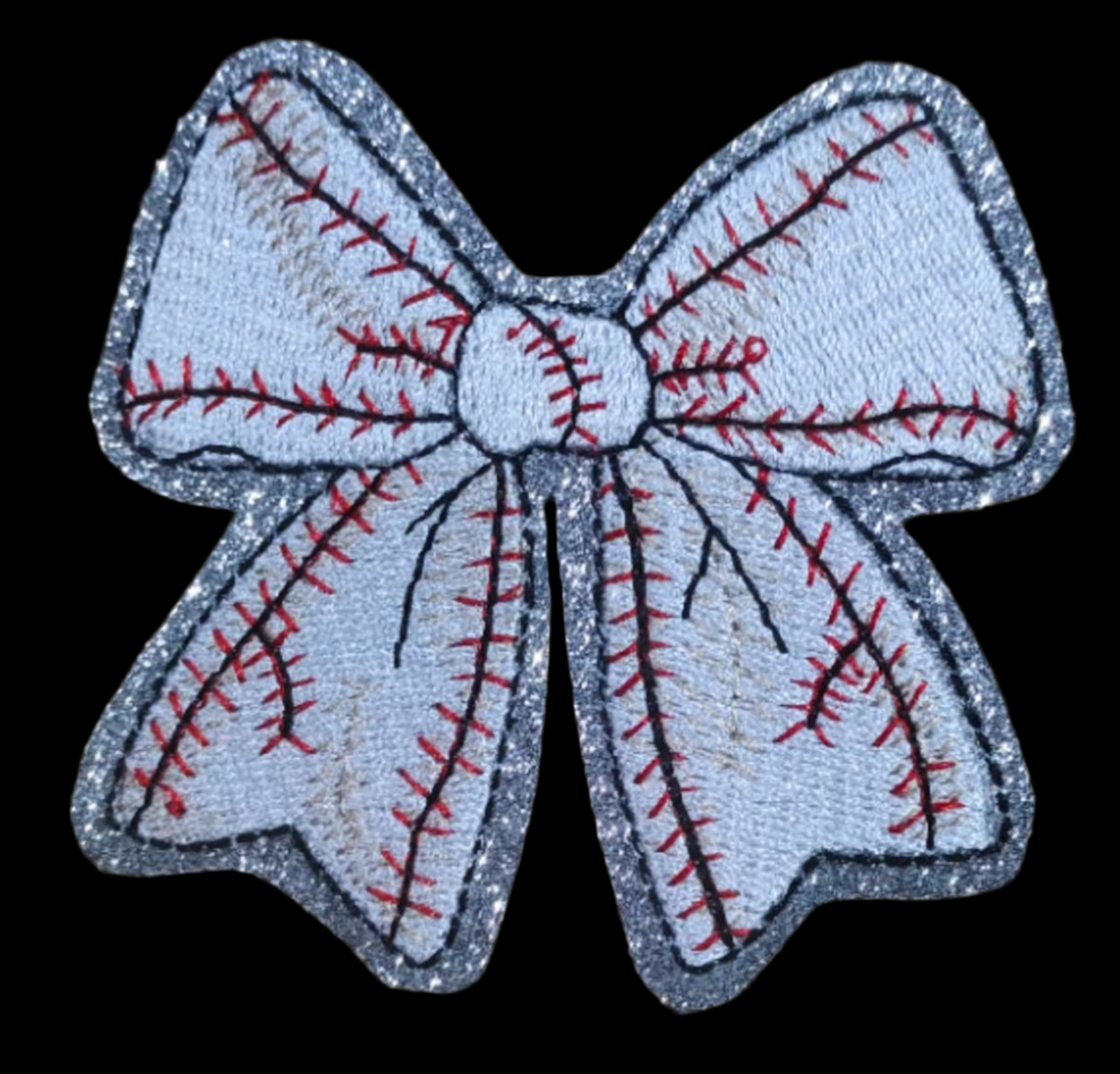 Baseball Bow Patch, 3", Sequin Patch, Bow Patch, Small Patch, Sports Patch, Game Day Patch, DIY