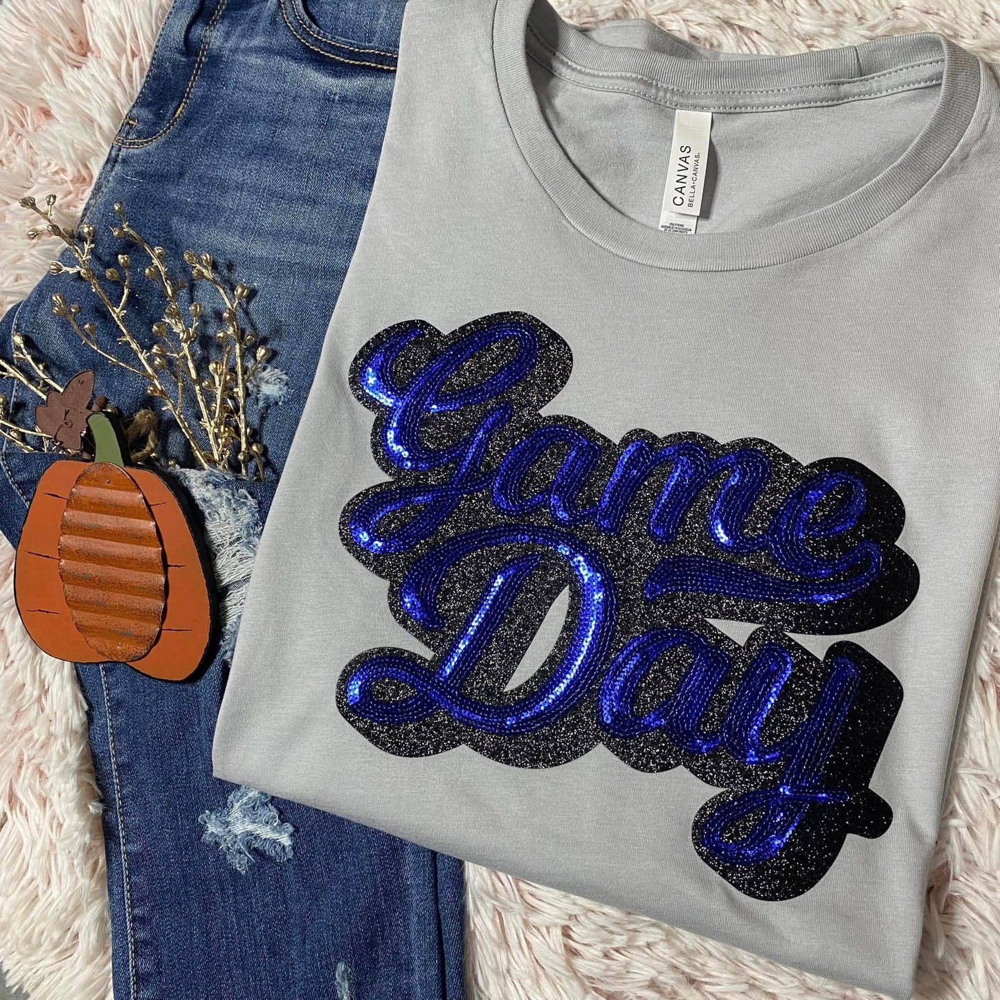 Royal Blue Sequins Game Day Patch