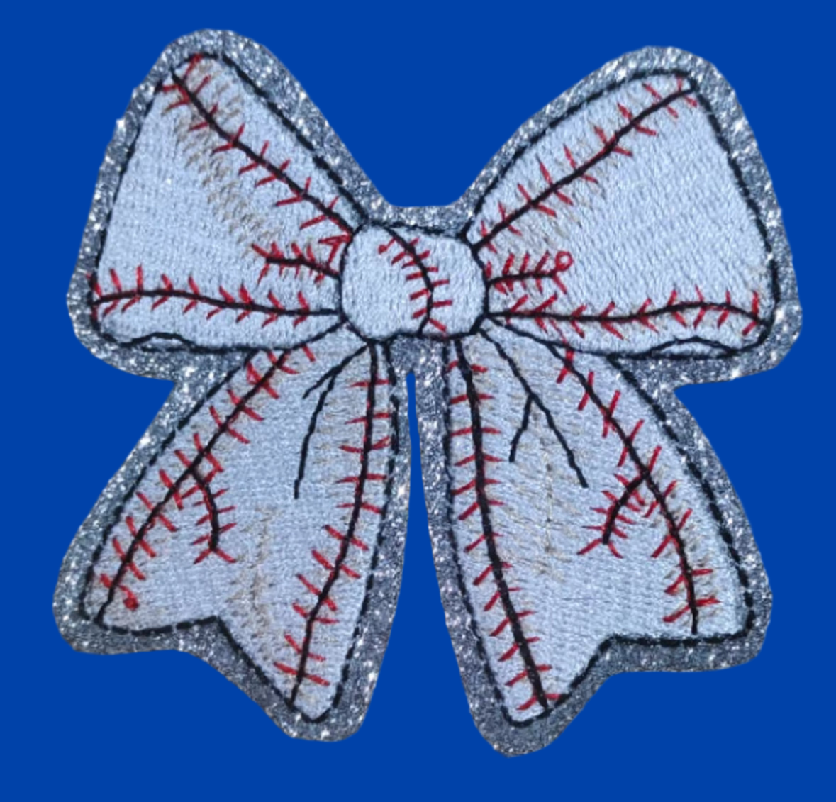 Baseball Bow Patch, 3", Sequin Patch, Bow Patch, Small Patch, Sports Patch, Game Day Patch, DIY