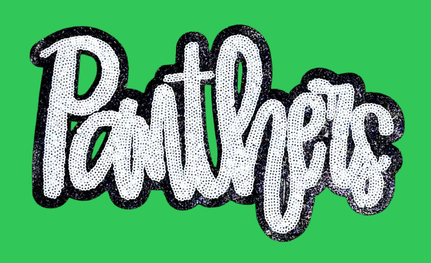 Panthers  Patch, Sequin Patch, Football Patch, Panthers Game Day Sequin Patch,  DIY, Iron on Patch, Black glitter backing