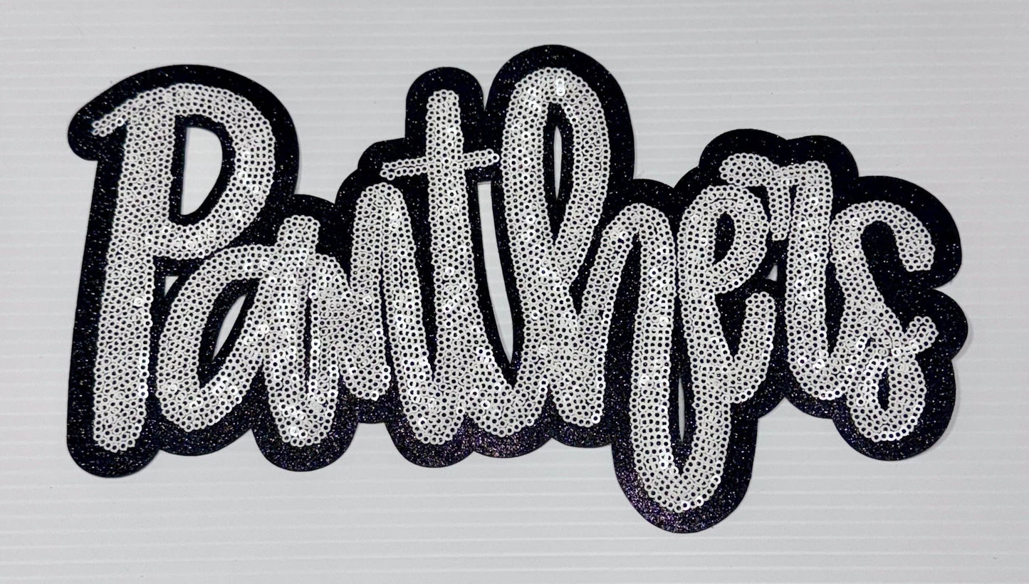 Panthers  Patch, Sequin Patch, Football Patch, Panthers Game Day Sequin Patch,  DIY, Iron on Patch, Black glitter backing