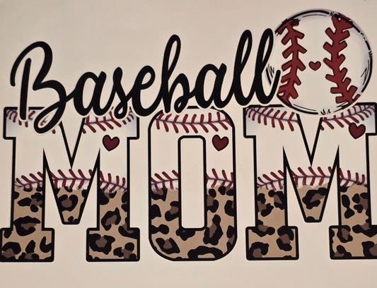 DTF Baseball "Baseball MOM" cheetah \ ball print