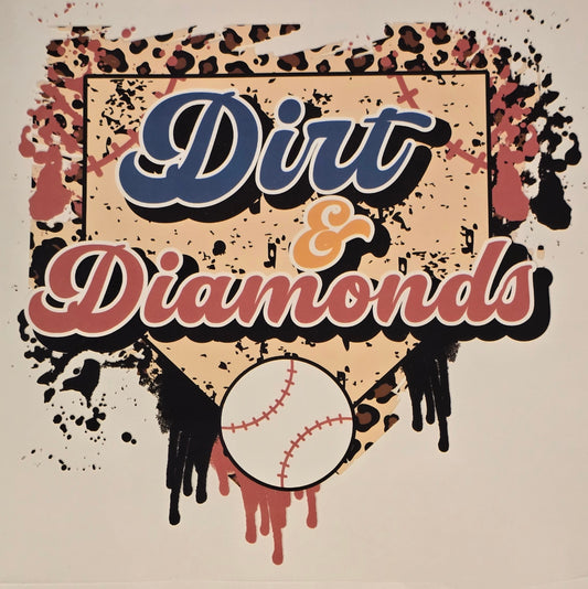 DTF Baseball "Dirt & Diamonds" Cheetah pattern, home plate