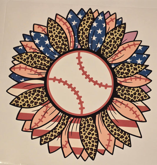 DTF Baseball "Baseball Flower", Flag \ Cheetah pattern