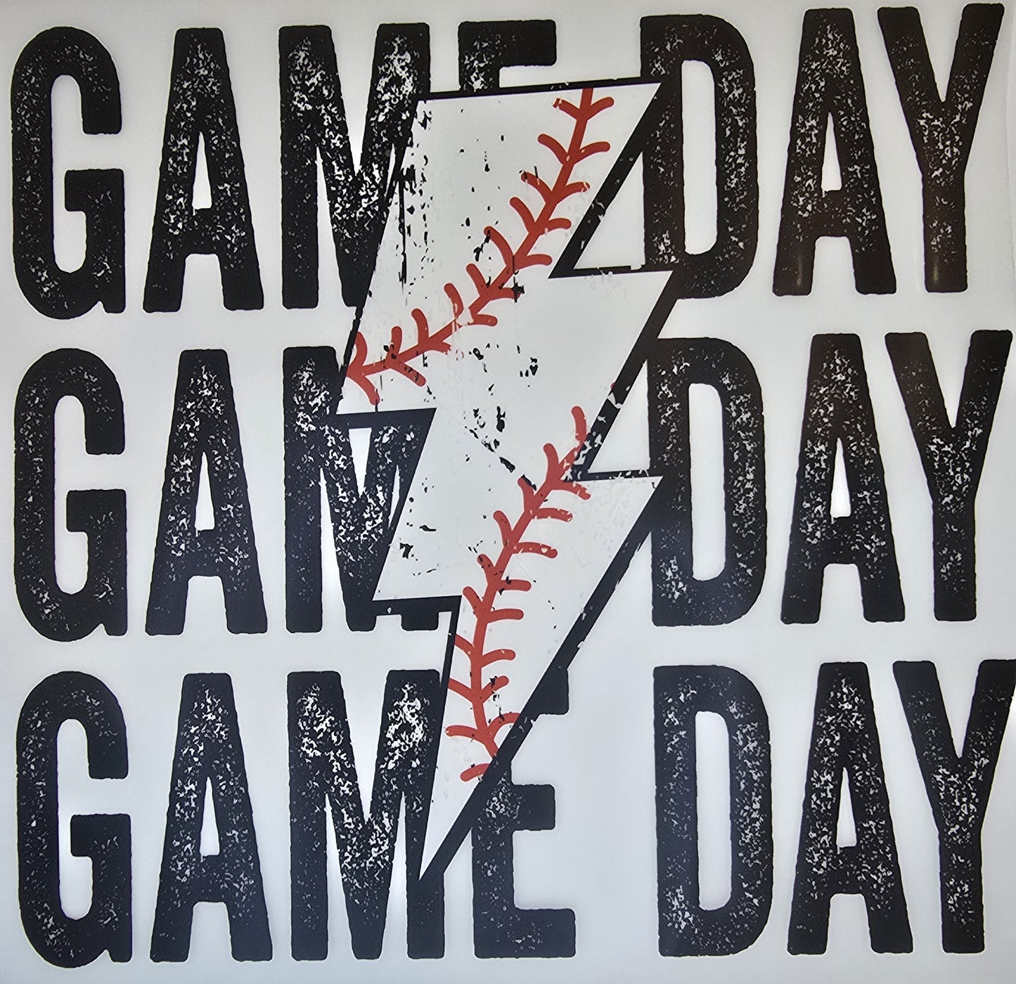 DTF Baseball "Game Day" x 3 with bolt image laces print