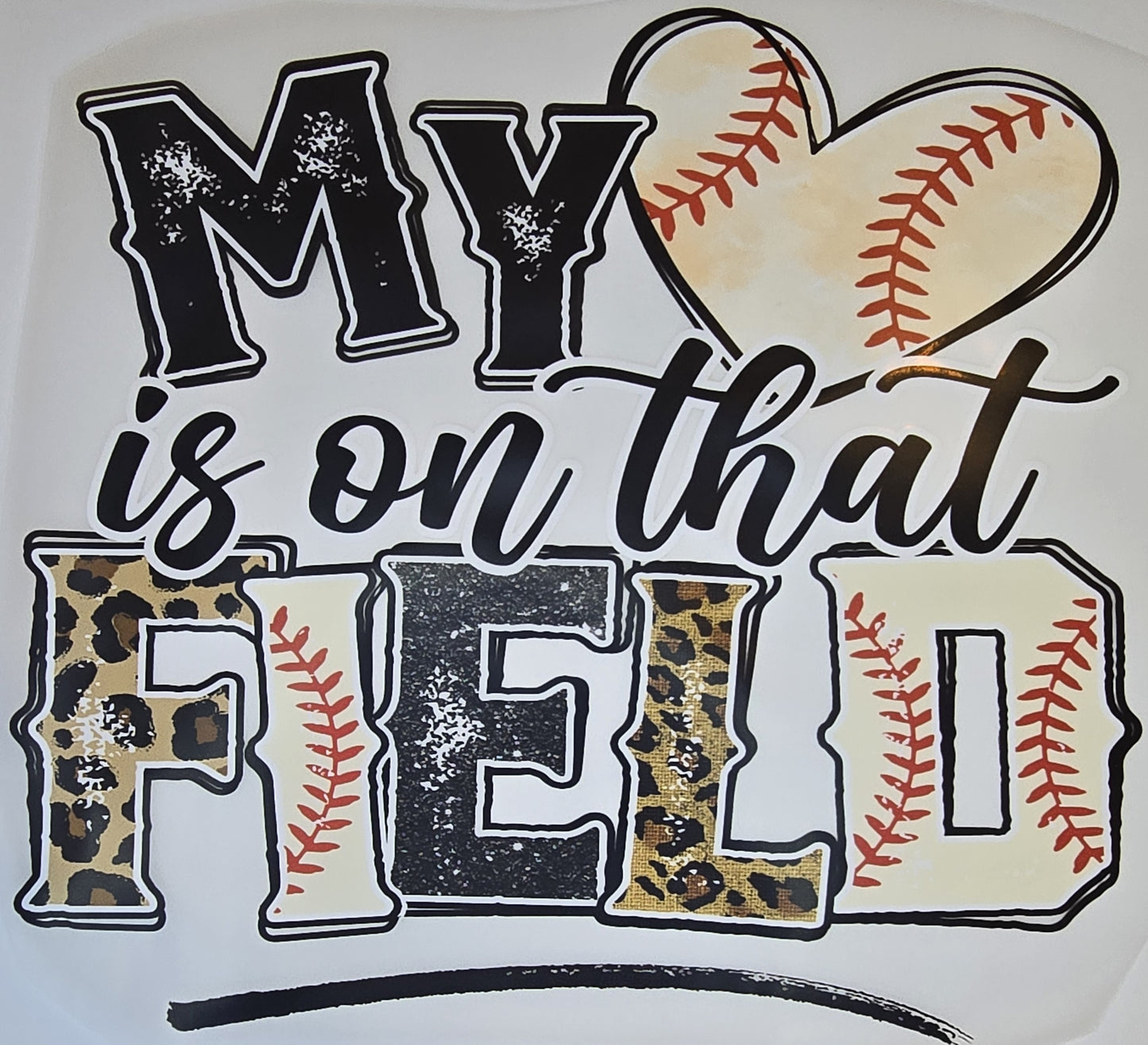 DTF Baseball "My Heart Is on the Field" Heart Shaped Baseball Animal print