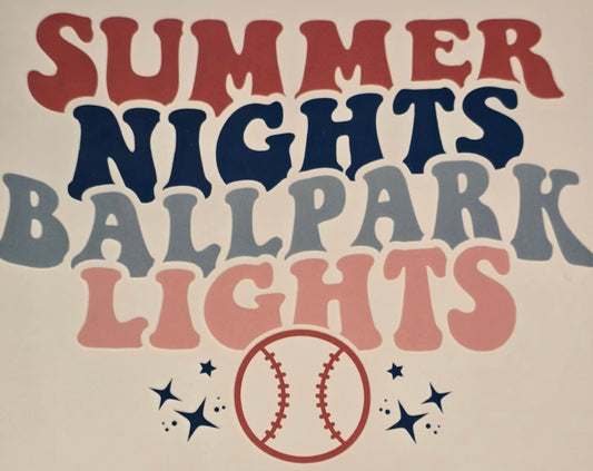 DTF Baseball "Summer Nights Ballpark Lights" Multicolor