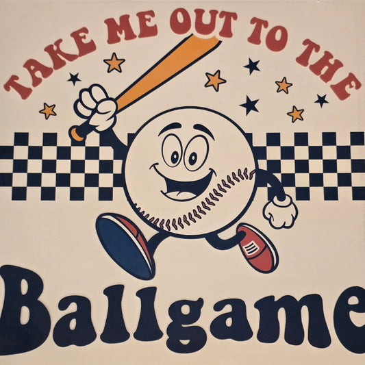 DTF Baseball "Take Me Out to the Ball Game" Baseball Character Multicolor