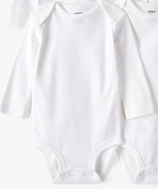 Carter Onesies 100% Cotton - White Long Sleeve