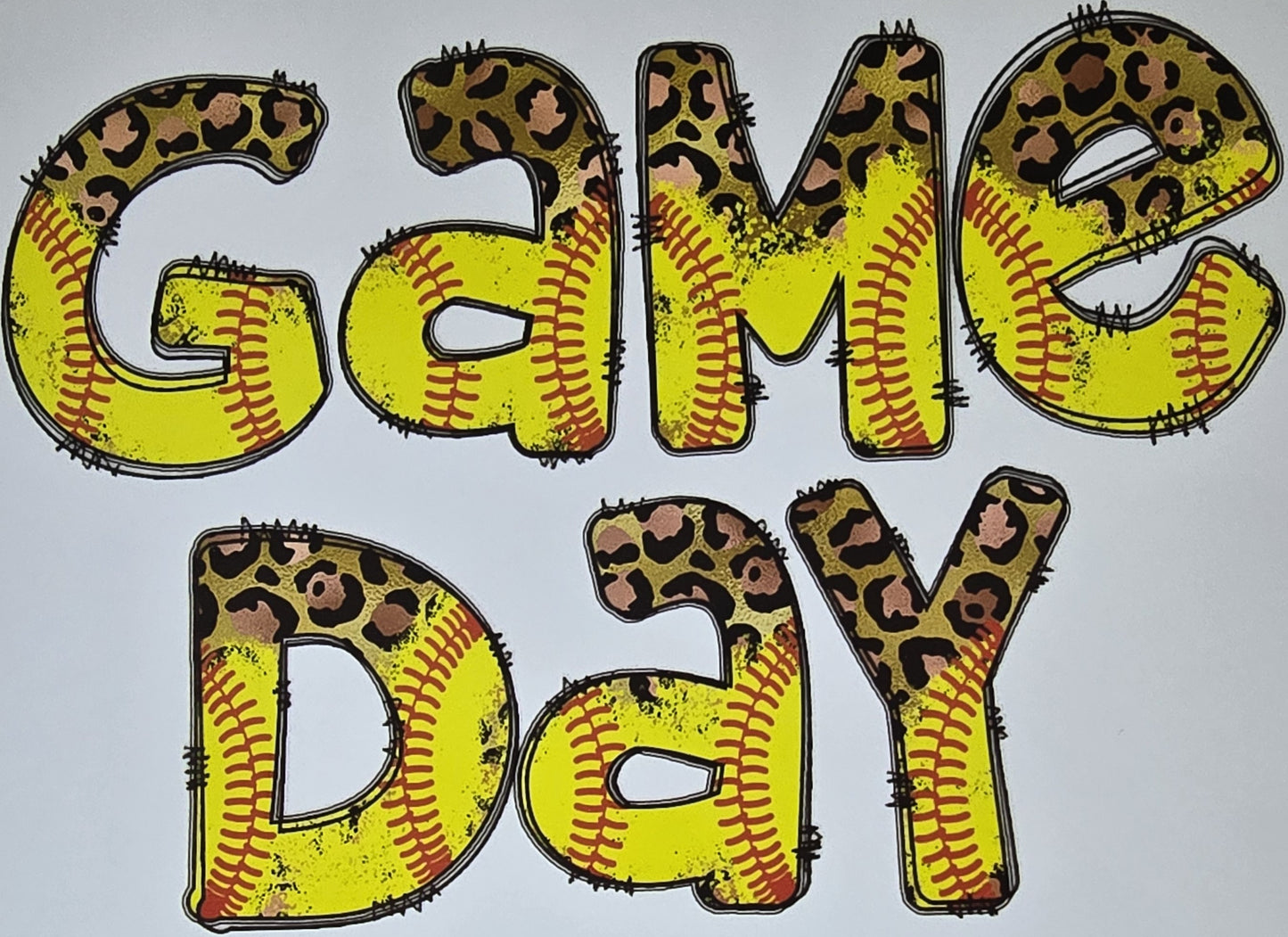 DTF Softball "Game Day with Cheeta print"