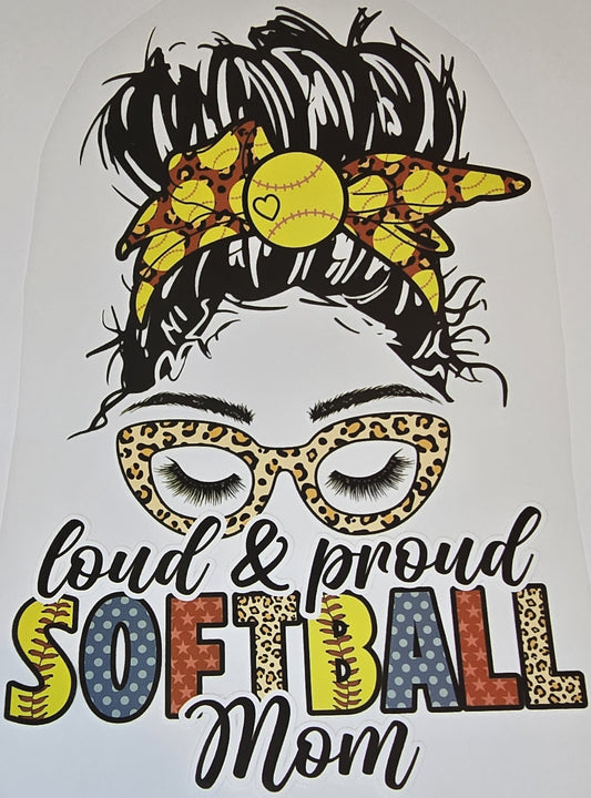 DTF Softball "Softball MOM" Bun Hair Eye Glasses