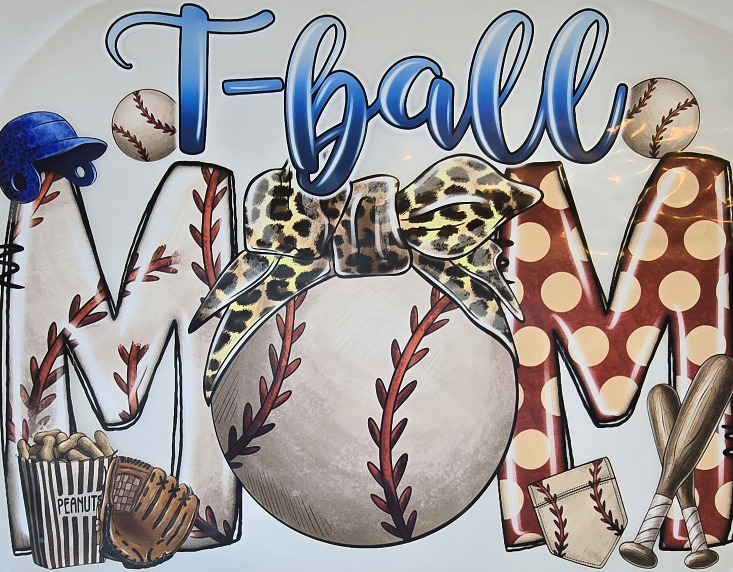 DTF Softball "Tee Ball MOM" Multi Pattern T-Ball Graphic