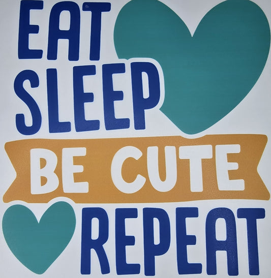 DTF Toddler "Eat, Sleep, Be Cute, Repeat" Hearts background