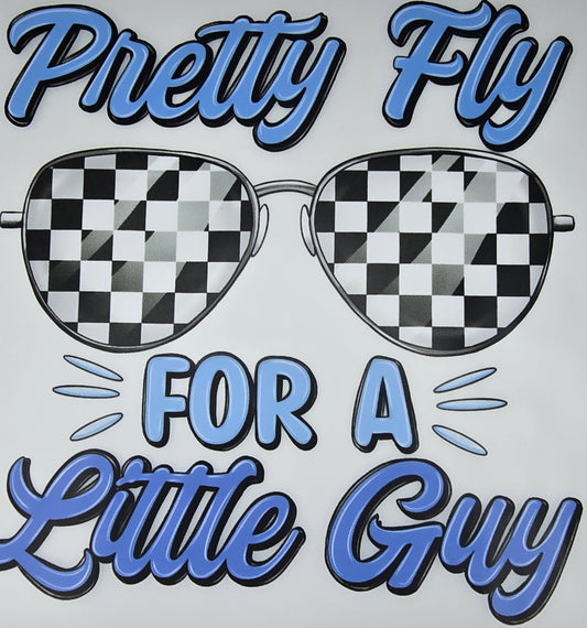 DTF Toddler "Pretty Fly For A Little Guy" Sunglasses with checker flag print