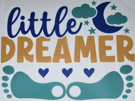 DTF Toddler "Little Dreamer" Half-moon night sky horizontal feet print