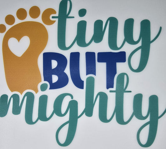 DTF Toddler "Tiny but Mighty" Gold footprint with heart