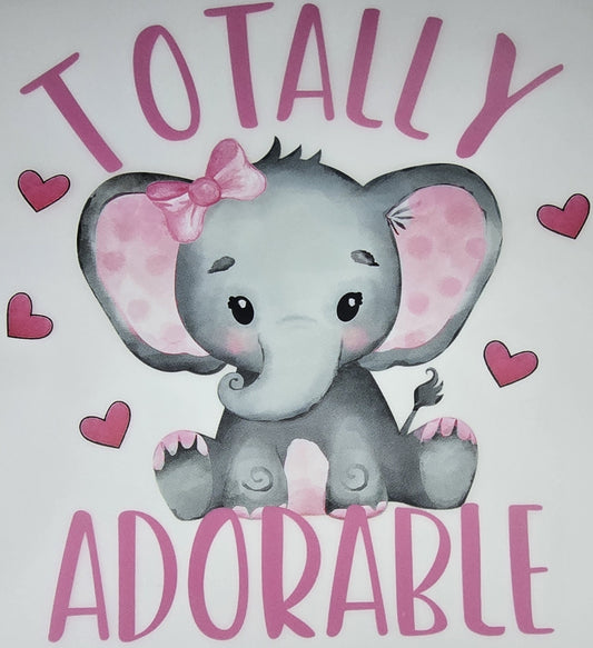 DTF Toddlers "Totally Adorable" Pink Baby Elephant