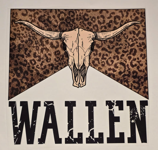 DTF Western "Wallen" Cow Skull Cheetah pattern