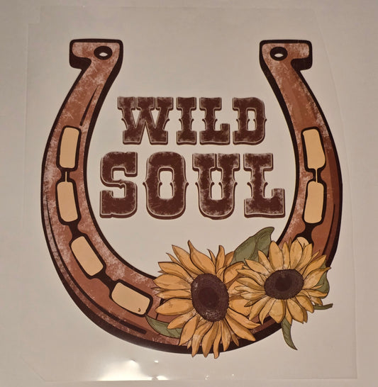 DTF Western "Wild Soul" Horseshoe with Daisy flowers